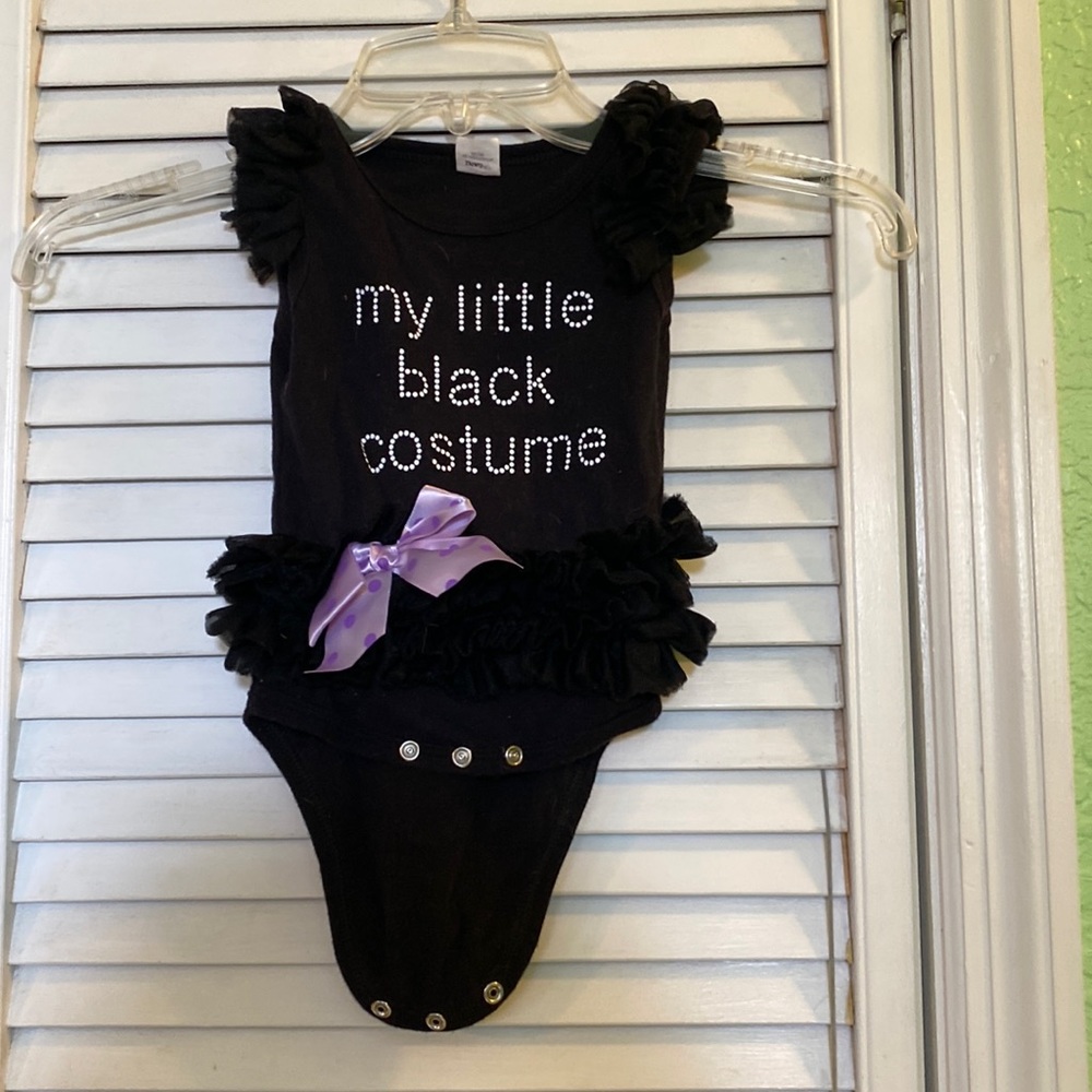 Ella Jackson Baby Girl Little Black Costume Onesie One Piece and Bow 0-6 Months